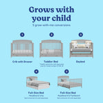 Benton pebble gray crib with drawer conversions callout