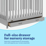 Benton pebble gray crib with drawer storage callout