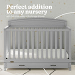 Benton pebble gray crib with drawer style callout