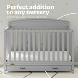 Benton pebble gray crib with drawer style callout
