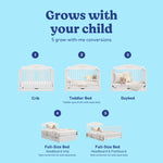 Story white crib with drawer conversions callout