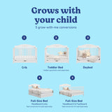 Story white crib with drawer conversions callout