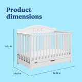 Story white crib with drawer with dimensions