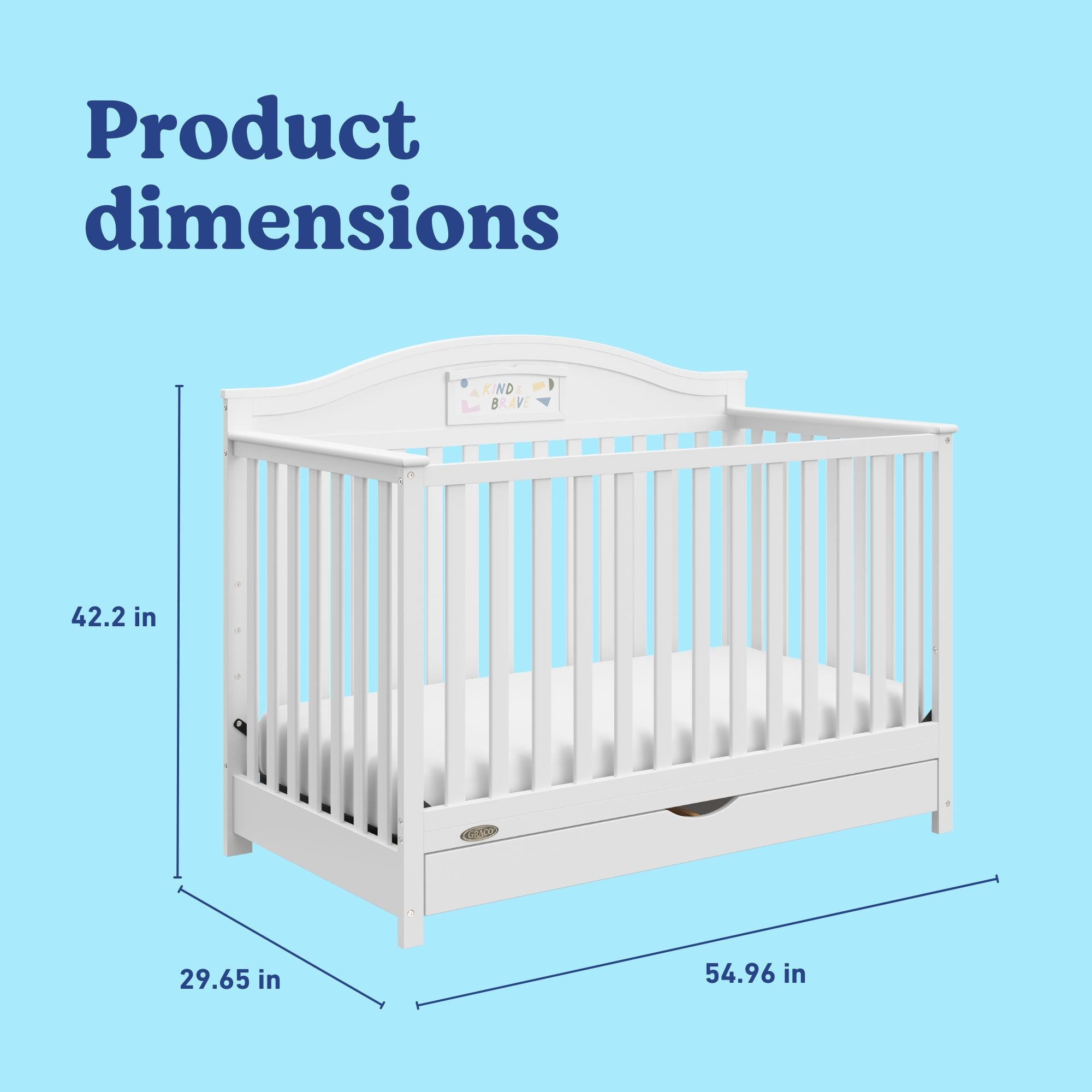 Story white crib with drawer with dimensions