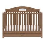 story hazelnut crib with drawer front view