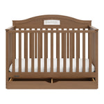 story hazelnut crib with drawer open front view