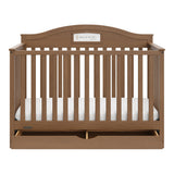 story hazelnut crib with drawer open front view
