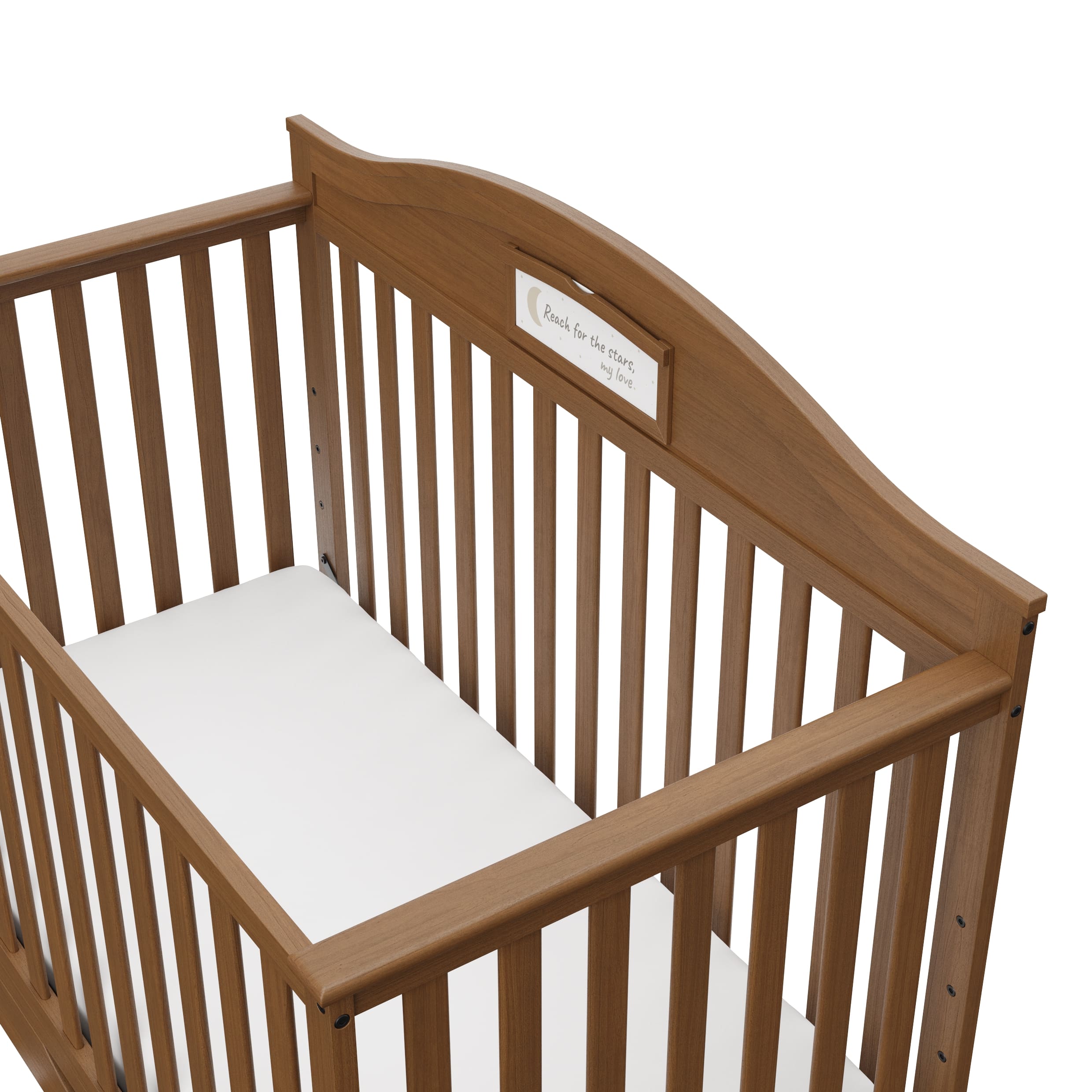 story hazelnut crib with drawer top view