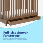 Story hazelnut crib with drawer storage callout
