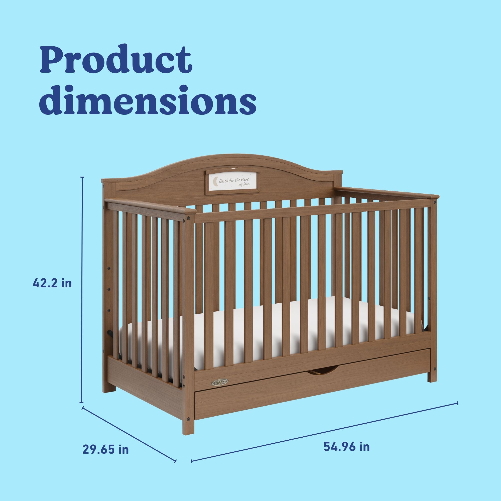 Story hazelnut crib with drawer with dimensions