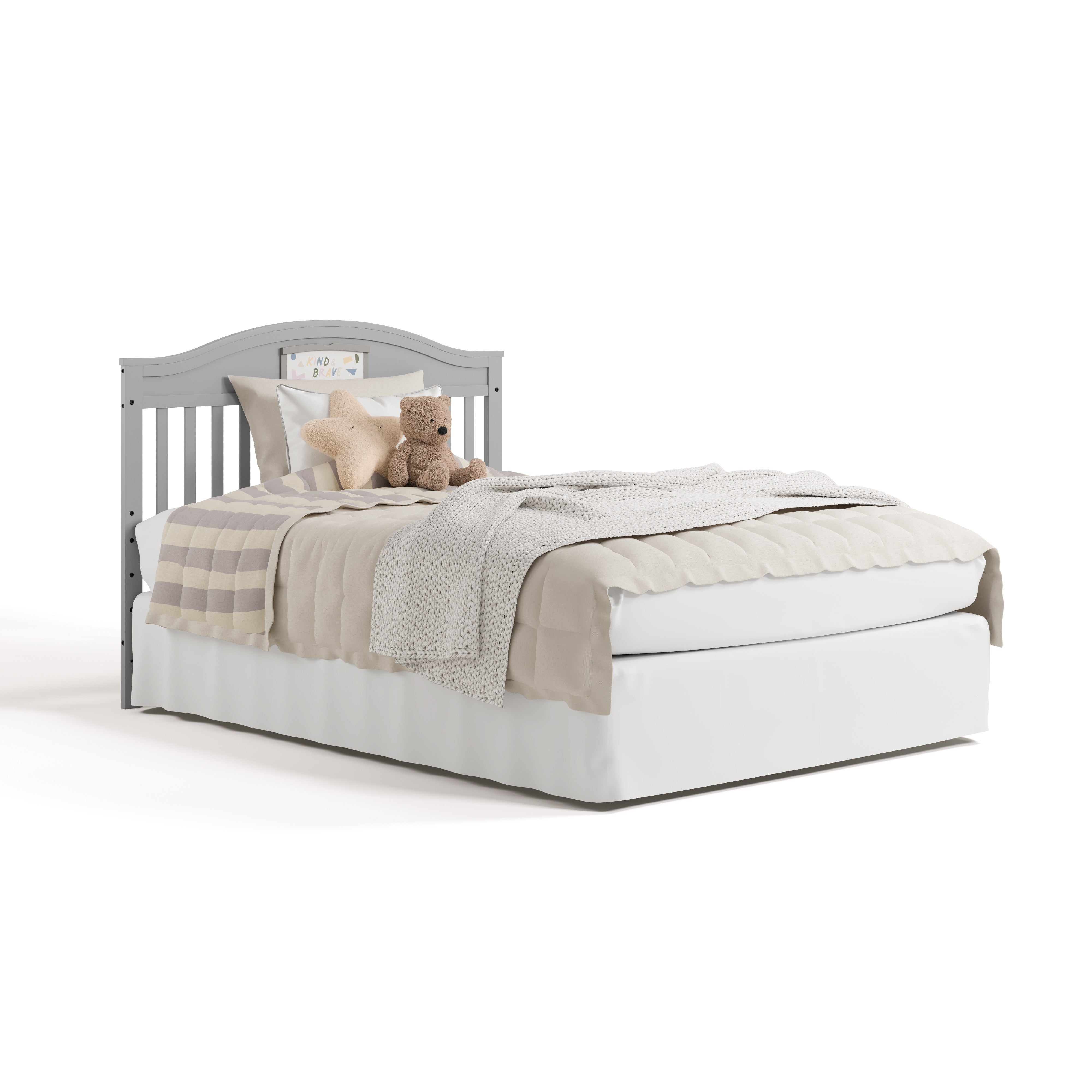 Story pebble gray crib with drawer converted to full size bed