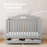 Story pebble gray crib with drawer customizable headboard callout