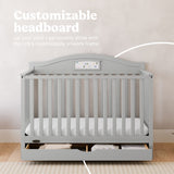 Story pebble gray crib with drawer customizable headboard callout