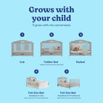 Story pebble gray crib with drawer conversions callout