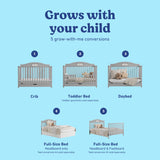 Story pebble gray crib with drawer conversions callout