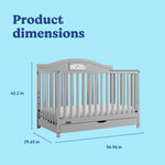 Story pebble gray crib with drawer with dimensions