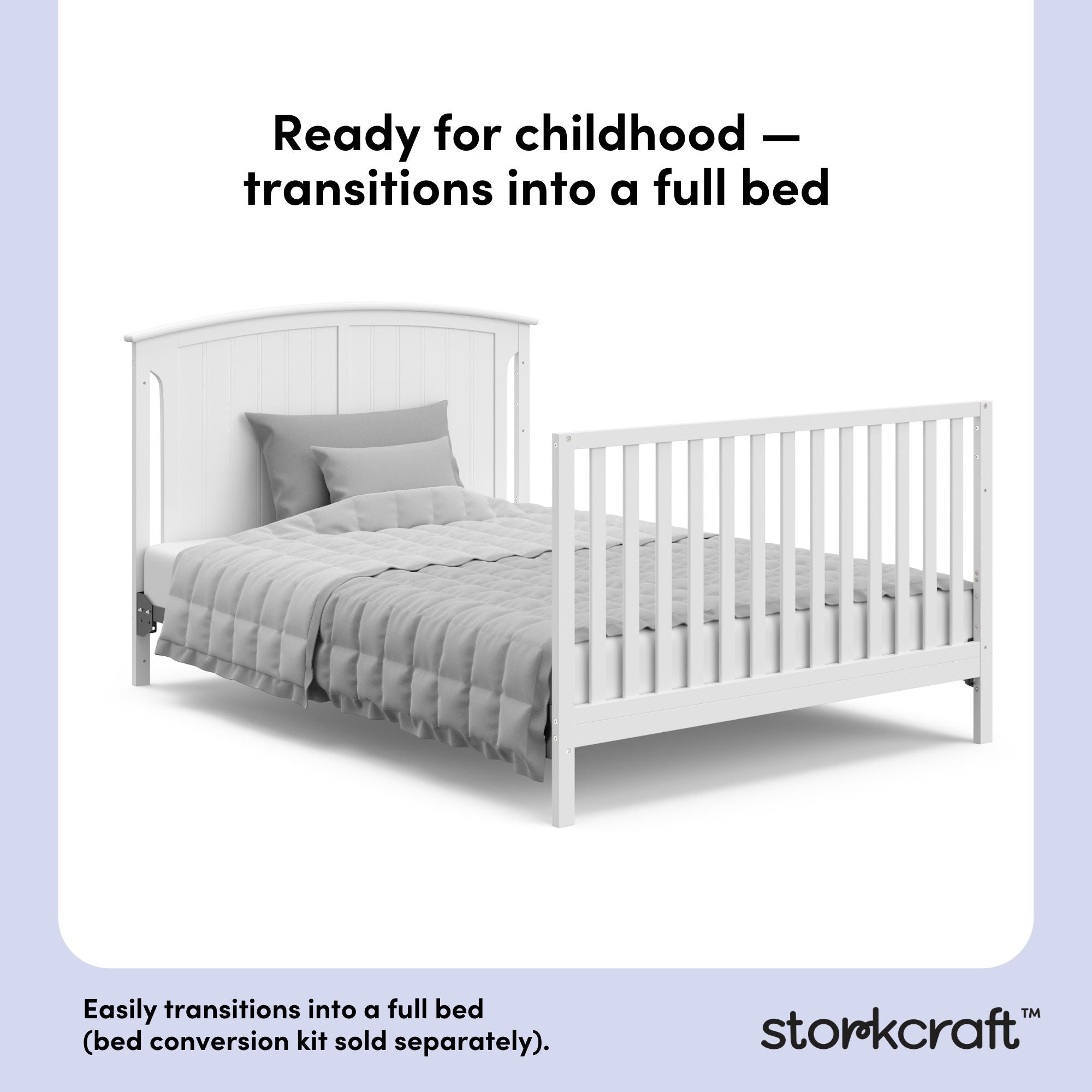 Steveston white crib and changer full bed callout