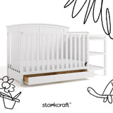 Steveston white crib and changer with black doodles overlaid on image