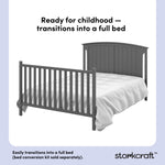Steveston gray crib and changer full bed callout
