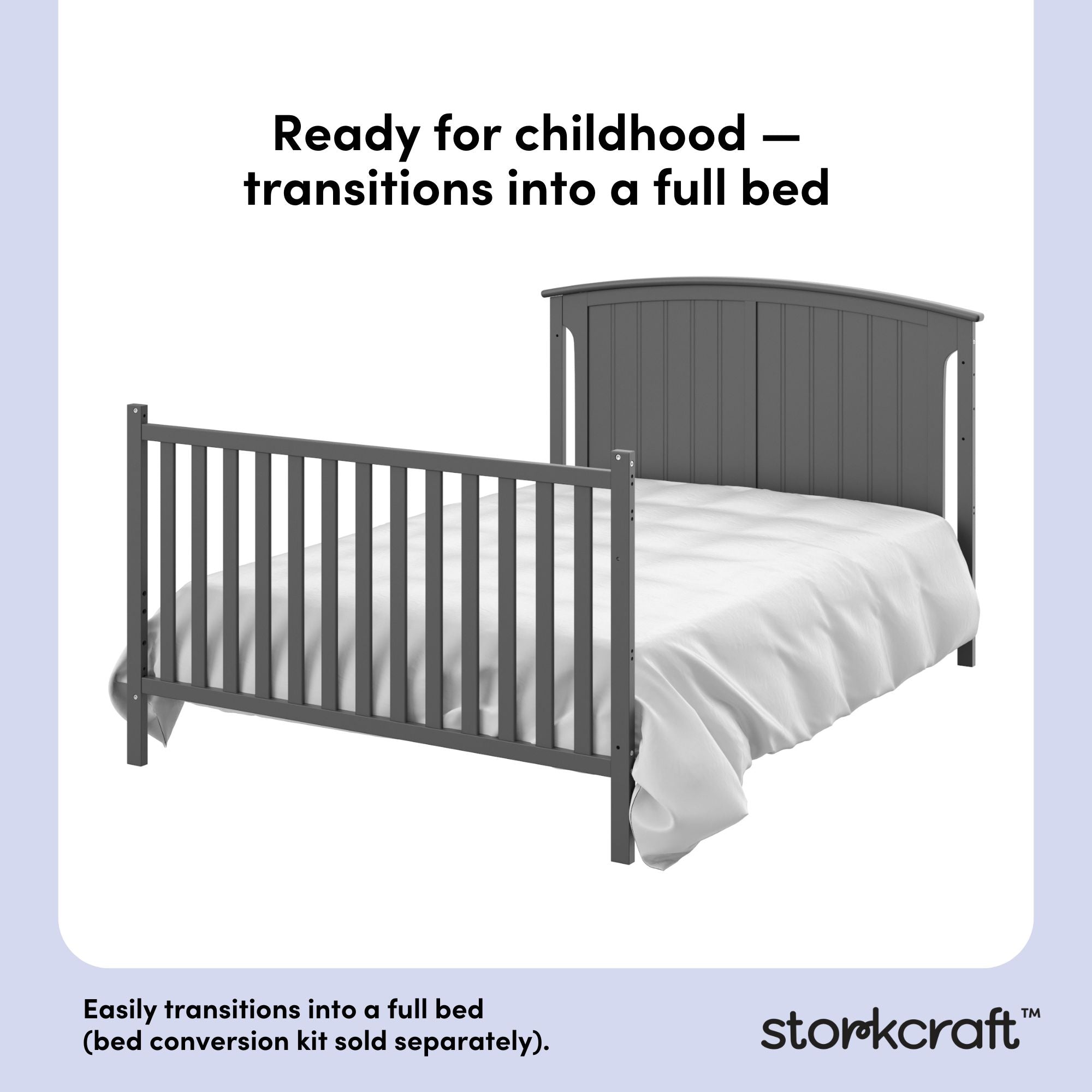 Steveston gray crib and changer full bed callout