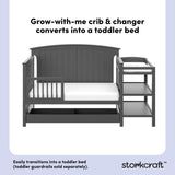 Steveston gray crib and changer toddler bed callout