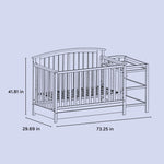 Steveston crib and changer drawing with dimensions
