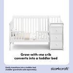 Portofino white crib and changer toddler bed conversion callout