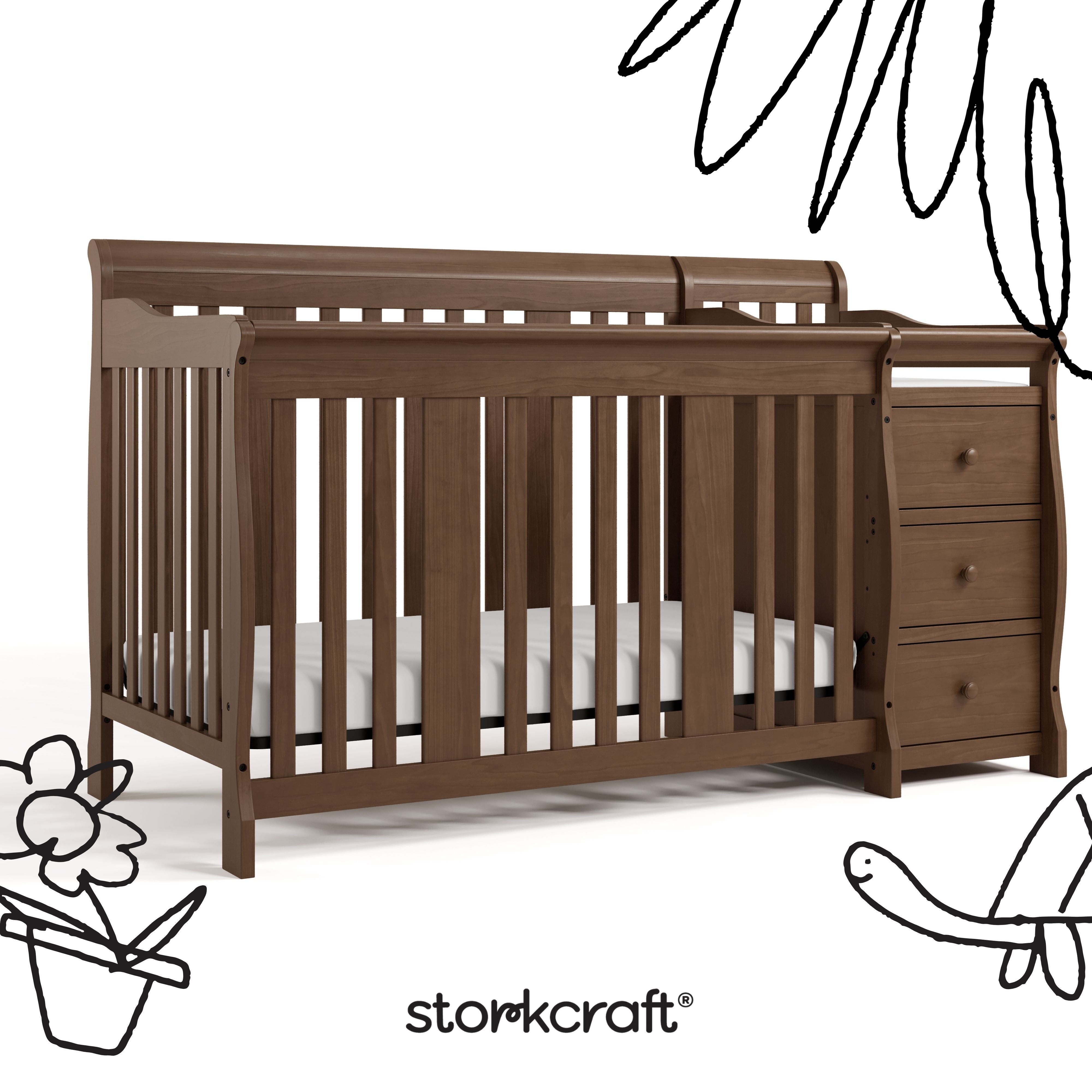 Storkcraft Portofino Convertible Crib and Changer in Hazelnut
