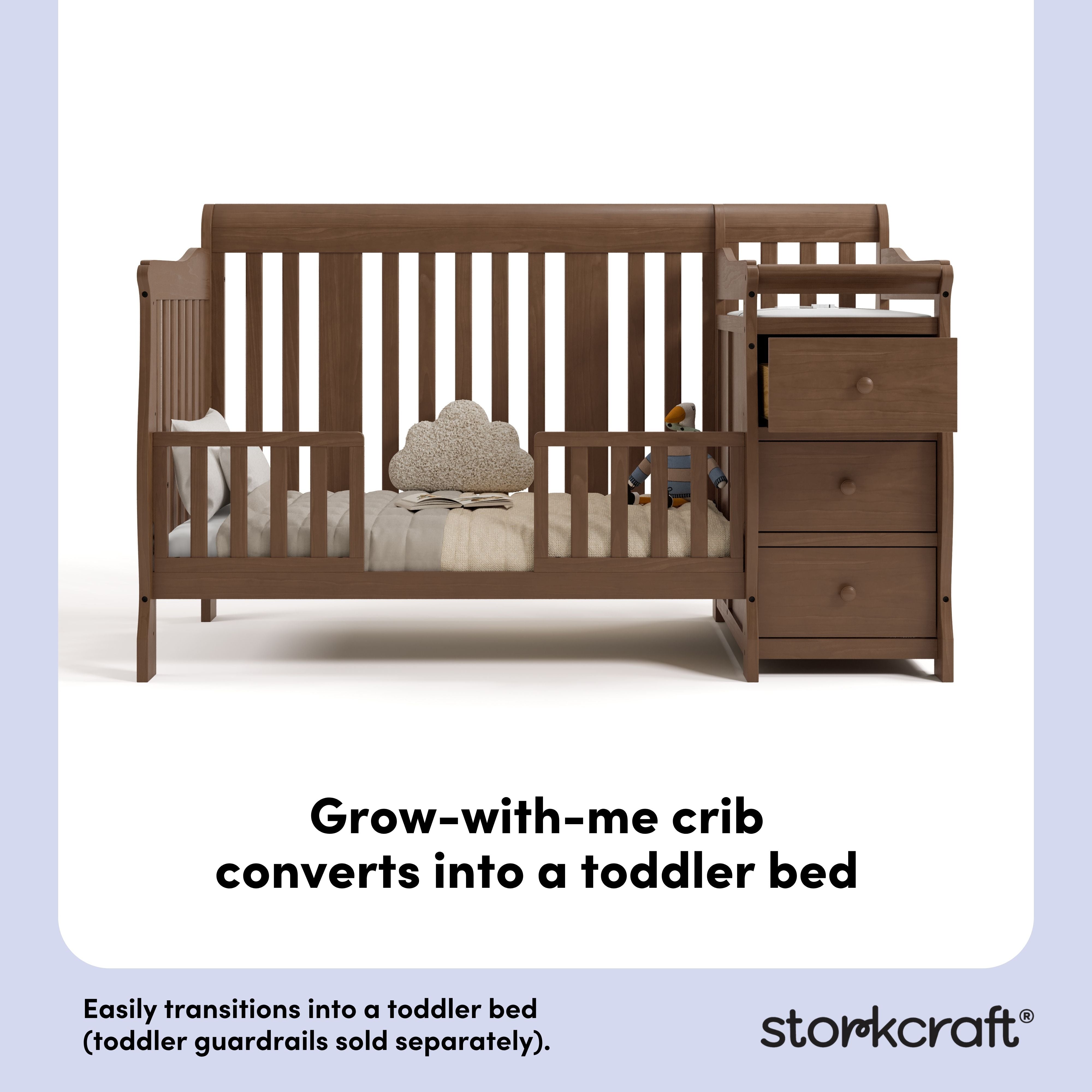Storkcraft Portofino Convertible Crib and Changer in Hazelnut callout image