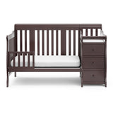 Portofino espresso crib and changer converted to toddler bed