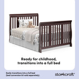 Portofino espresso crib and changer full-size bed conversion callout