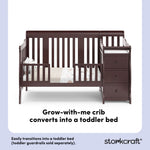 Portofino espresso crib and changer toddler bed conversion callout