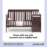 Portofino espresso crib and changer toddler bed conversion callout