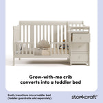 Storkcraft Portofino Convertible Crib and Changer in Frosted Oat callout image