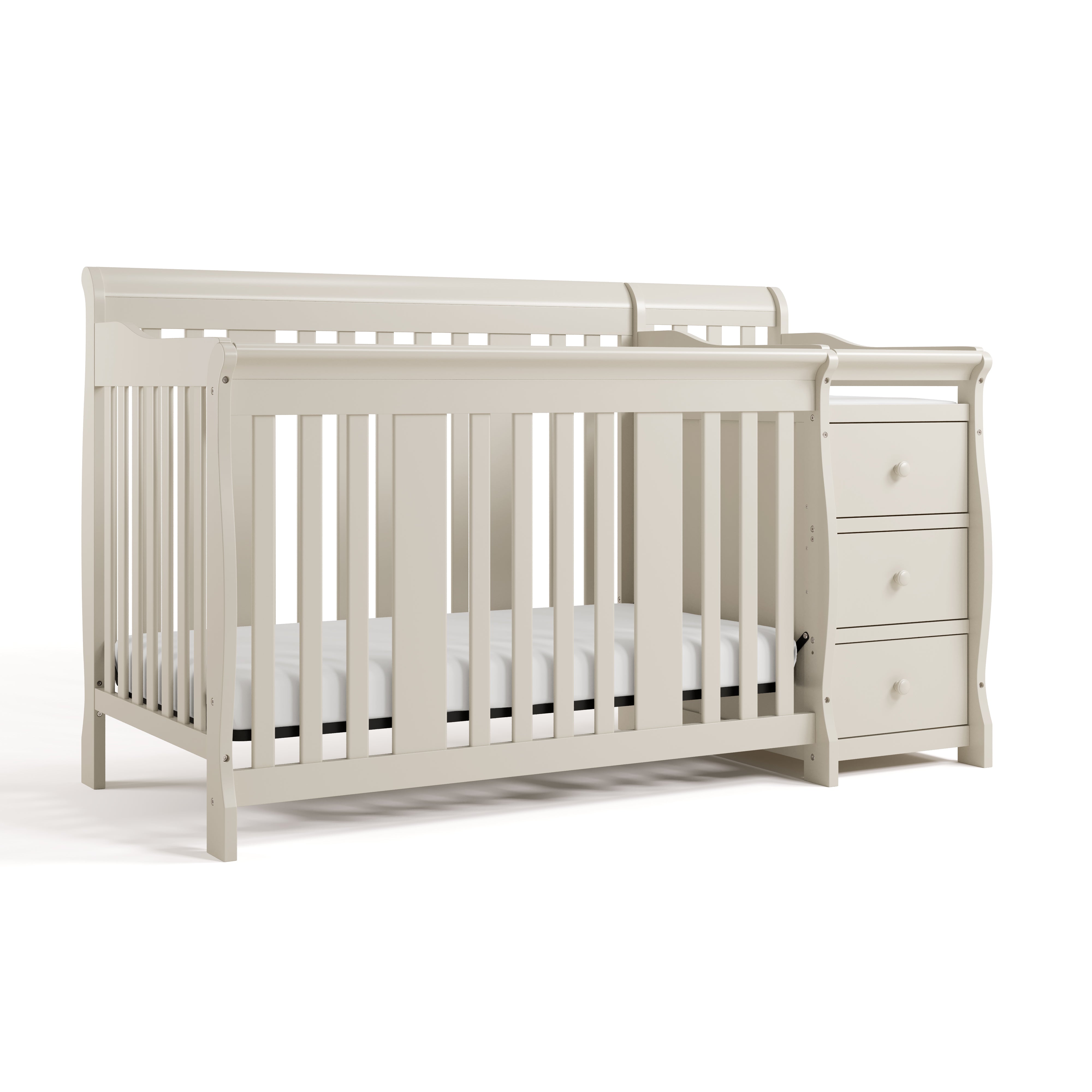 Storkcraft Portofino Convertible Crib and Changer in Frosted Oat angled image