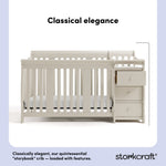 Storkcraft Portofino Convertible Crib and Changer in Frosted Oat callout image
