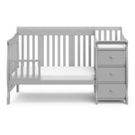 Portofino pebble gray crib and changer converted to toddler bed
