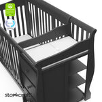 Portofino gray crib and changer with black doodles overlaid on image
