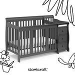 Portofino gray crib and changer with GGG and PTPA logo on top left