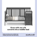 Portofino gray crib and changer toddler bed conversion callout