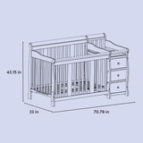 Portofino crib and changer drawing with dimensions