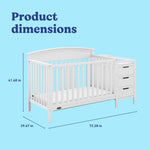 Benton white crib and changer with dimensions