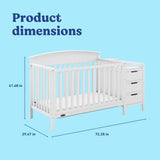 Benton white crib and changer with dimensions