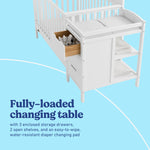 Benton white crib and changer changing table callout