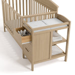 Benton driftwood crib and changer close up view of changing table