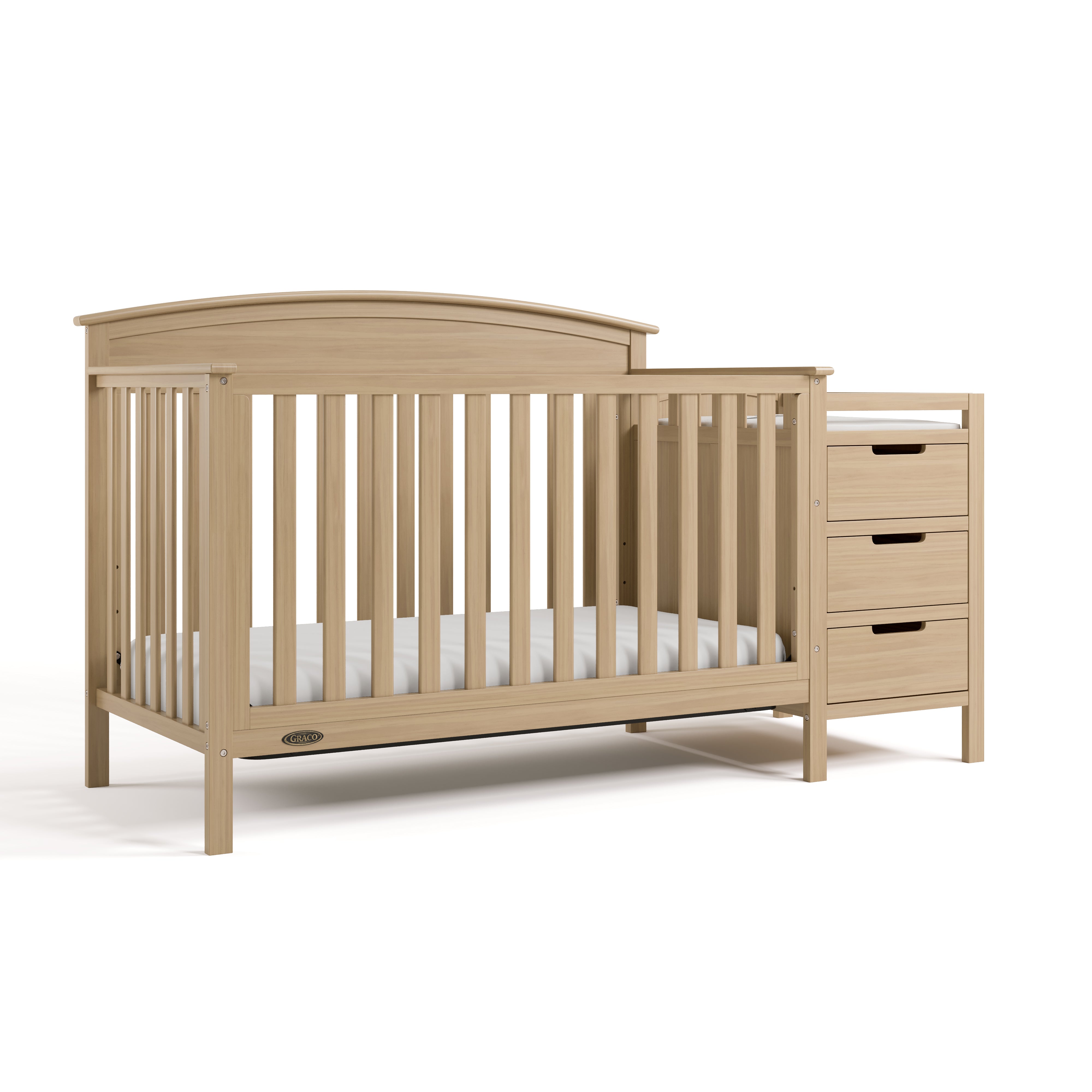 Benton driftwood crib and changer angle view