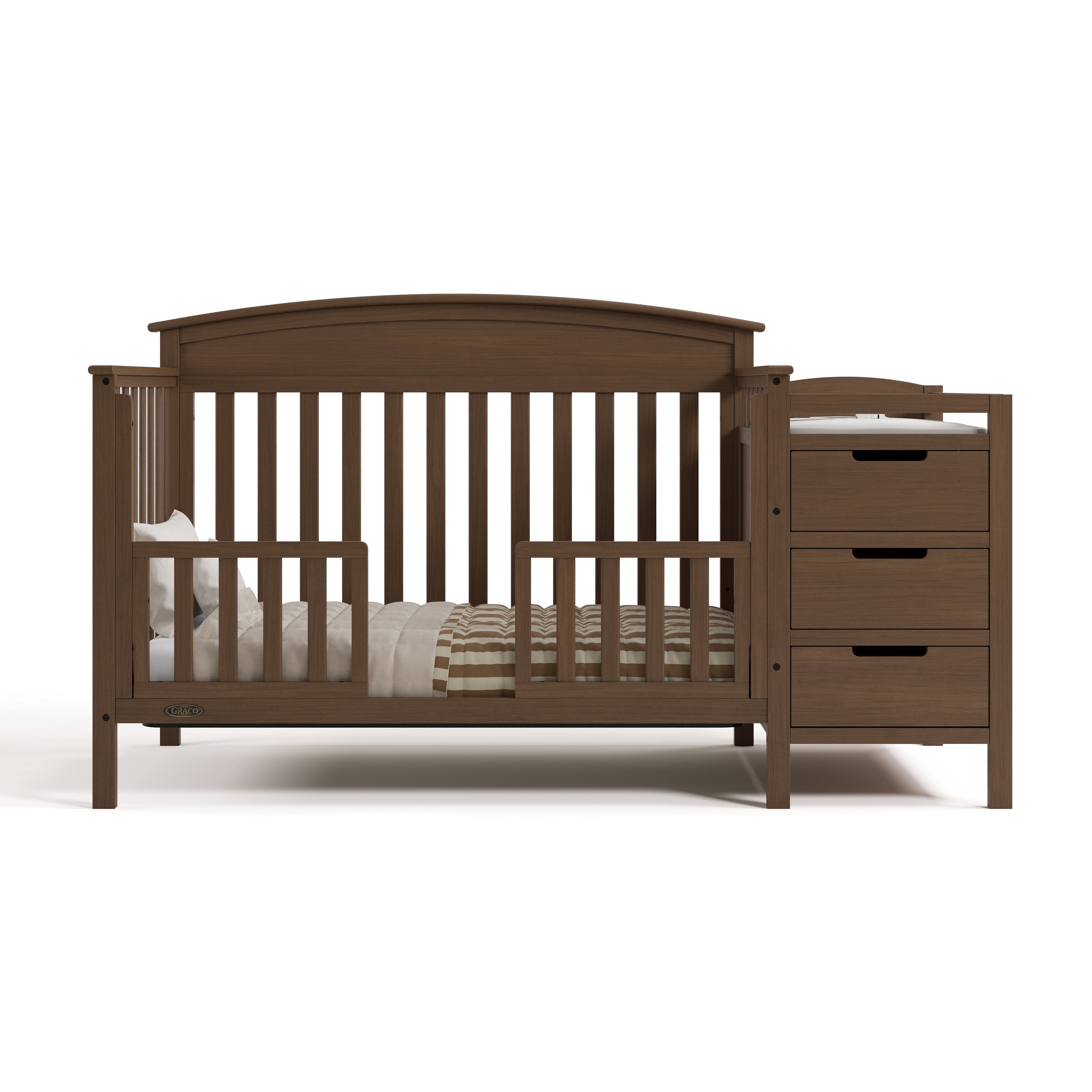 Benton hazelnut crib and changer converted to toddler bed