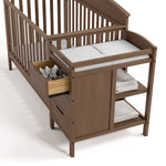 Benton hazelnut crib and changer close up view of changing table