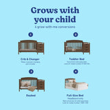 Benton hazelnut crib and changer conversions callout