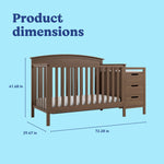 Benton hazelnut crib and changer with dimensions